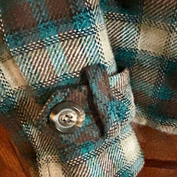 Stetson Teal and Brown Plaid Pea Coat - Picture 6 of 6